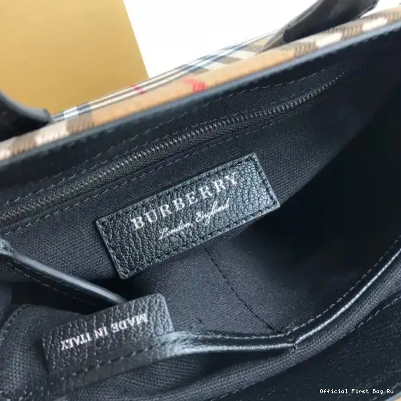Official FirstBag Ru Check BURBERRY Medium Bowling Bag-30*15*21CM 0504
